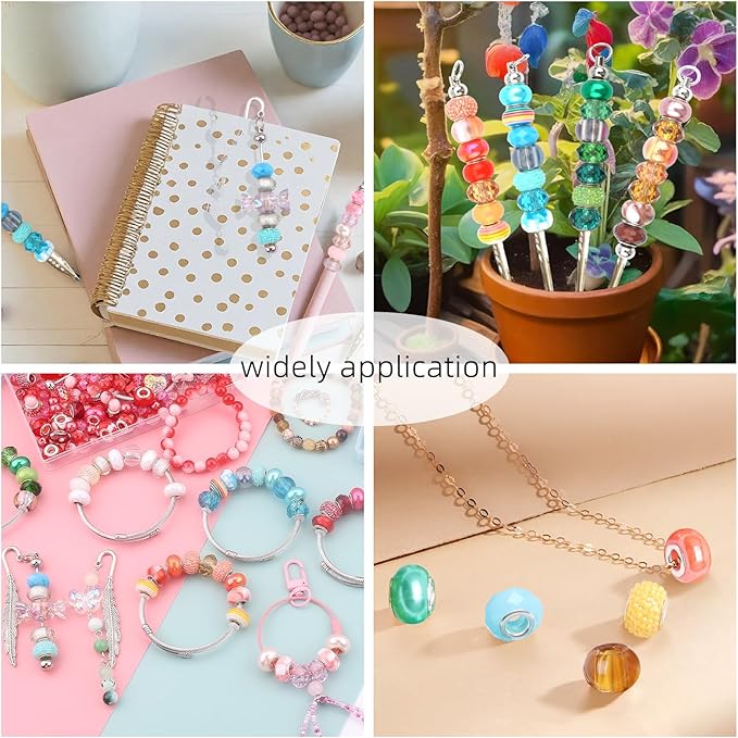 630pcs Beads for Bracelets Making Kit, European Large Hole Beads for Pens, 8mm Round Glass Beads with Charms Spacer Beads for DIY Bracelet Necklace Earring Jewelry Making (Black)