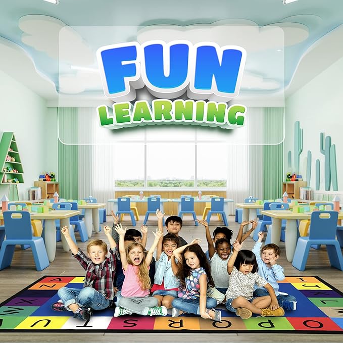 Genki - Classroom Rug for Kids - Education Classroom Carpet for Children - Colorful Seating Area - Large Elementary Classroom Rugs - Kids Seating for School Playroom | 6'6"x12'