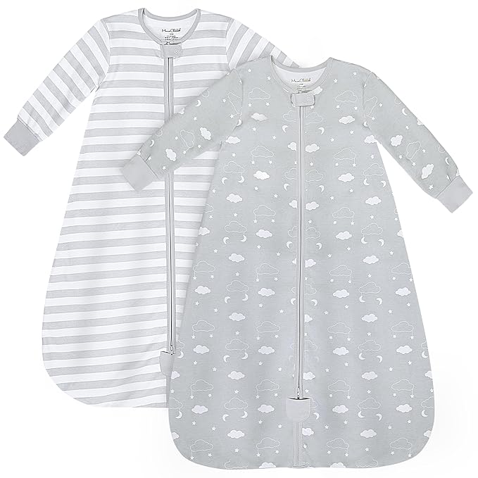 Mama Cheetah Baby Sleep Sack with Sleeves, 0.5 TOG Organic Cotton Wearable Blanket and Two-Way Zipper, Swaddle Transition Long Sleeve Sleeping Bag for Newborn Infant Toddler, 12-18 Months