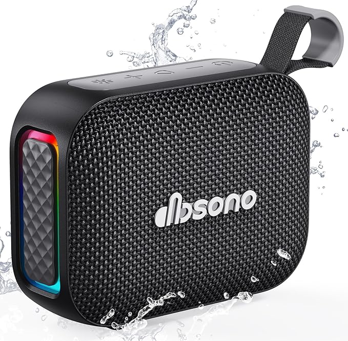 Portable Bluetooth Speaker Waterproof Wireless: IPX5 HD Sound Up to 24H Playtime, Birthday White Elephant Gifts Stocking Stuffers for Adults Teens Women Men, Cool Electronics for Outdoor Travel-Black