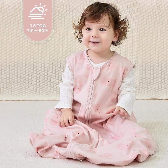 JELLYMONI Baby Sleep Sack 18-24 Months 0.5 Tog Wearable Blanket for Baby, 100% Cotton 3 Pack Infant Toddler Sleeping Sack Lightweight Soft 2-Way Zipper Sleepsack