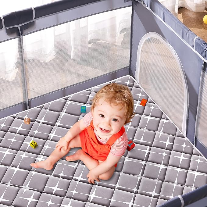 Baby Play Mat - 79" X 63",Premium Thicker Foam One-Piece Crawling Mat, Machine Washable, Extra Large Anti-Slip Activity Playmat for Babies, Toddlers & Infants