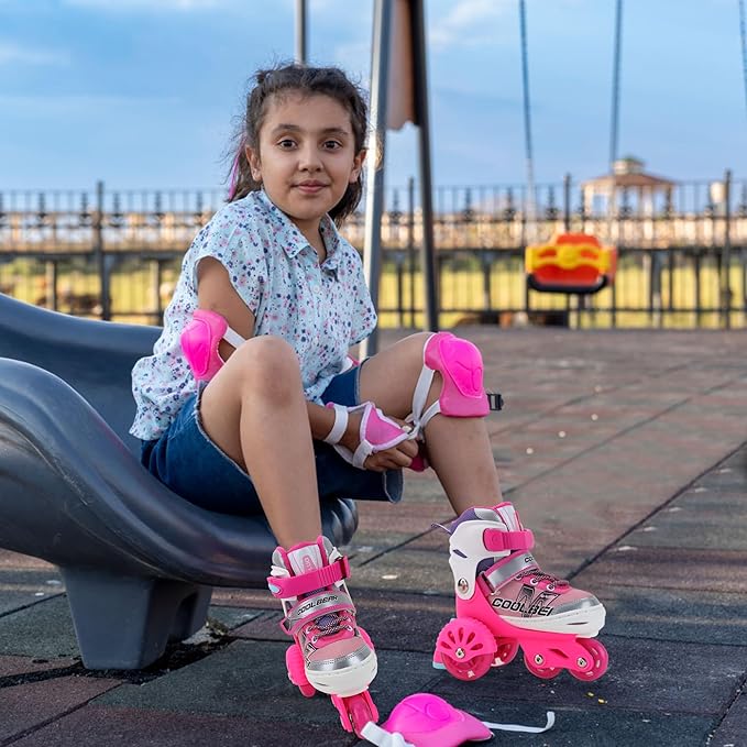 Sowume Adjustable Roller Skates for Girls and Women, All 8 Wheels of Girl's Skates Shine, Safe and Fun Illuminating for Kids