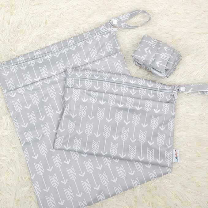 ALVABABY 3pcs Baby Cloth Diaper Wet/Dry Bags|Waterproof Reusable with Two Pockets|Travel, Beach, Pool, Daycare, Soiled Baby Items,Yoga，Gym Bag for Swimsuits or Wet Clothes 3L-YX36