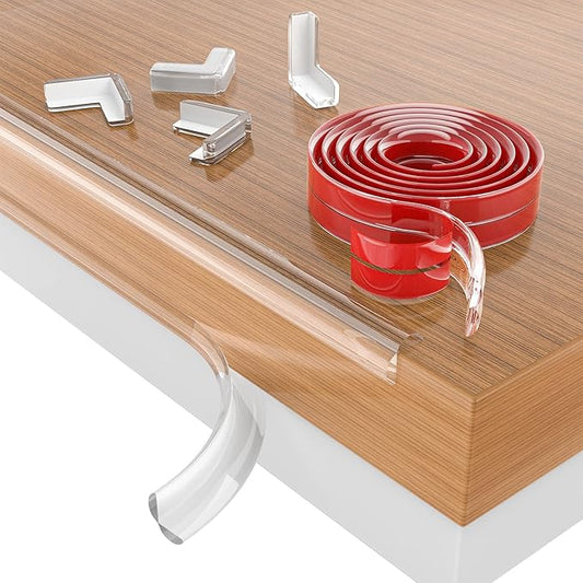 Baby Proofing, 0.6in Edge Protector Strip Clear, Thickened Silicone Soft Corner Protectors with Upgraded Pre-Taped Strong Adhesive, 13.1ft Edge Protectors for Cabinets, Tables, Drawers