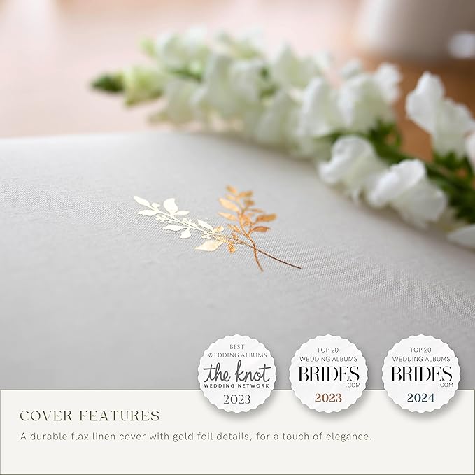 Elegant Linen Photo Album - 200 Acid-Free Pockets for 4x6 Pics - Perfect for Weddings & Gifts