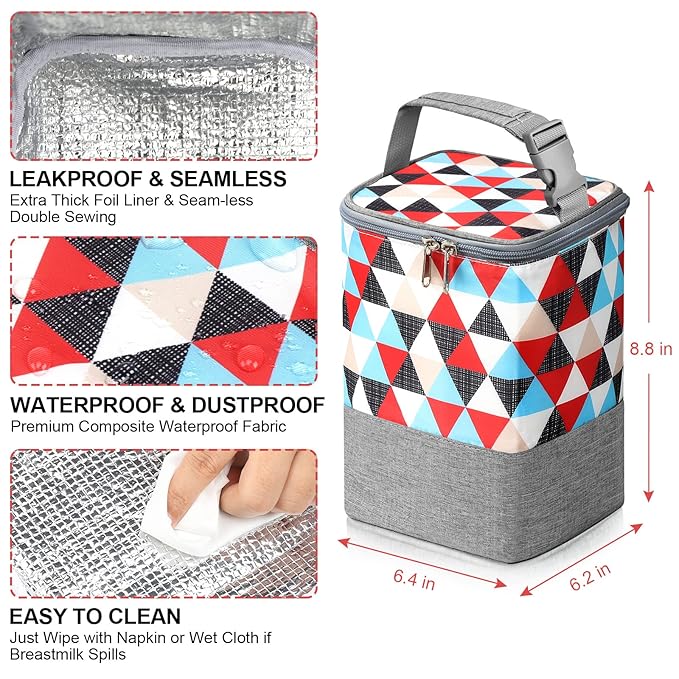 Accmor Breastmilk Cooler Bag, Baby Bottle Cooler Bags, Insulated Bottle Cooler Tote Bags On The Go, Fits 4 Large 8oz Bottles, for Nursing Mom Daycare Travel