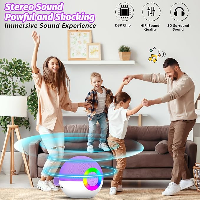 goopow Mini Karaoke Machine Speaker for Kids Adults, Portable Bluetooth Microphone Song Toys with LED Light, Best Chritmas Birthday Festival Gift for 3 4 5 6 7 8+ Year Old Girls Boys (Purple-2MIC)