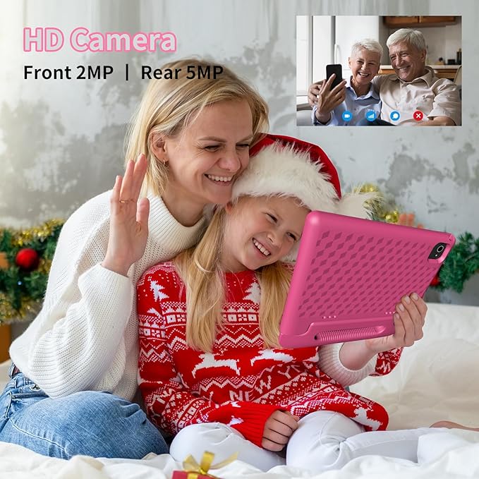 Kids Tablet, 10.1 Inch Tablet for Kids Android 14, 64GB Octa-Core, WiFi, Big Battery, Kids Space, Parental Control 1280 * 800 HD Display Children Tablets Pink