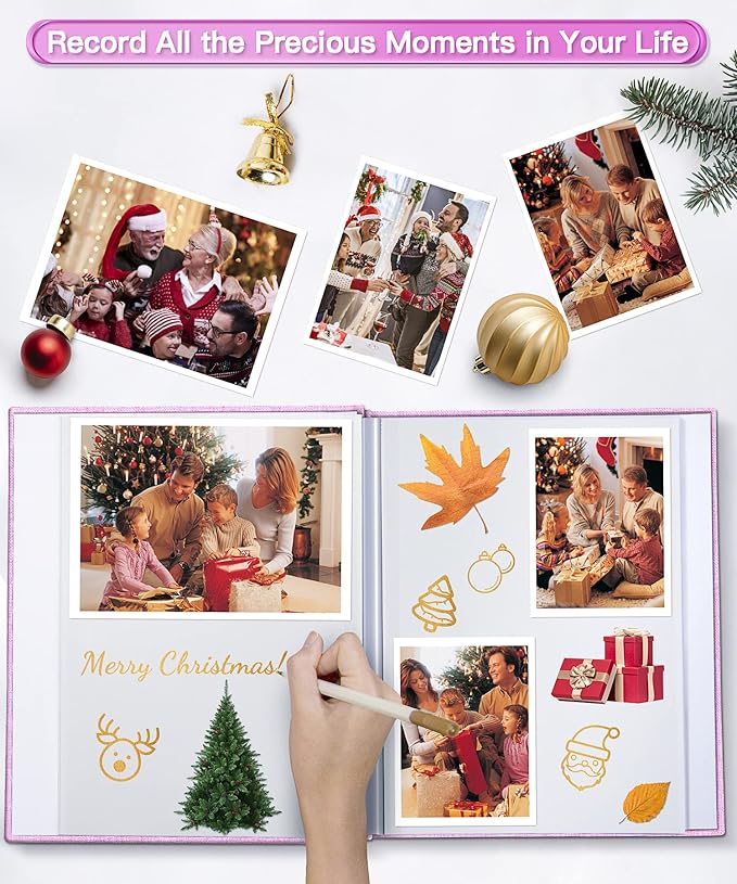 Popotop Photo Album Self Adhesive Scrapbook Album for 4x6 5x7 8x10 Pictures DIY Photo Book as Scrapbooking Supplies Kits, Birthday Gifts for Women Mom Wedding Baby Family Travel