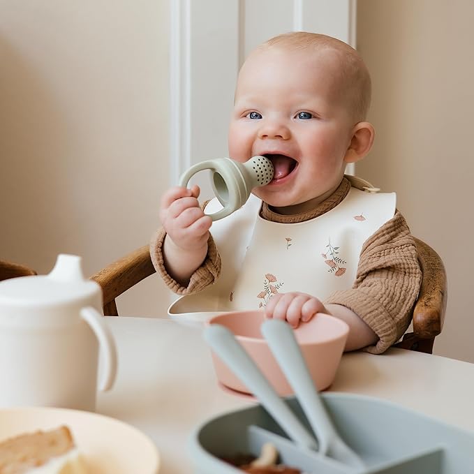 mushie Silicone Baby Fresh Fruit & Food Feeder Pacifier | 6 Months+ (Tradewinds)