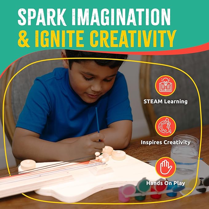 DIY Wood Building Kits, STEM Woodworking Kit for Kids, Creative Fun Craft Projects, Great Gift for Boys & Girls (Wooden Guitar, 1-Pack)