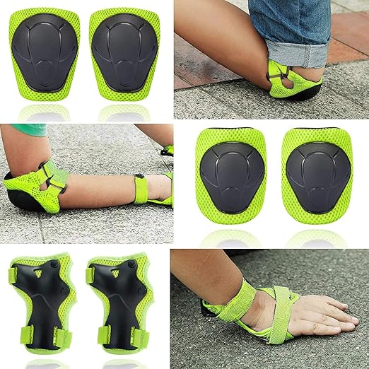 Knee Pads for Kids Knee Pads and Elbow Pads Toddler Protective Gear Set Kids Elbow Pads and Knee Pads for Girls Boys with Wrist Guards 3 in 1 for Skating Cycling Bike Rollerblading Scooter-Green M