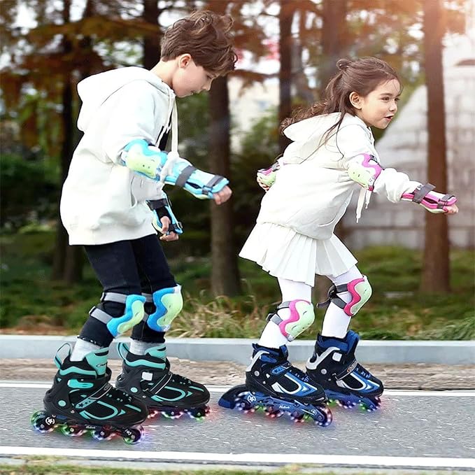 Nattork Blade Roller Skates for Boys with Light Up Wheel, Outdoor & Indoor Illuminating Black Inline Skates for Boys Little Kids Toddler Ages 5-8 4 5 6, Beginners