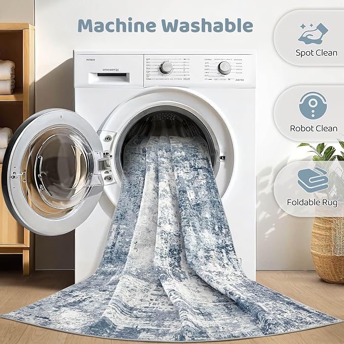 9x12 Area Rug Living Room: Washable Large Abstract Soft Rugs Stain Resistant Indoor Non-Slip Carpet for Men Modern Home Enthusiasts Aged 25-45 - High Traffic Areas - Bedroom Office Playroom