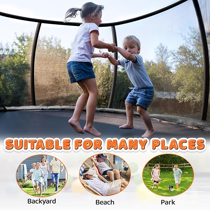 Trampoline 8FT 10FT 12FT 14FT 16FT, Recreational Trampolines with Enclosure Net and Ladder, Outdoor Anti-Rust Trampolines for Kids and Adults, ASTM Approved