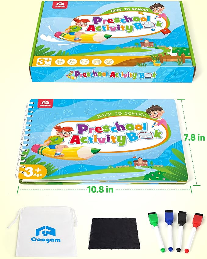Coogam Pencil Control Tracing Workbook, Learn to Write Alphabet ABC Letters Numbers Handwriting Book Fine Motor Montessori Educational Toy Gift for Preschool Kids