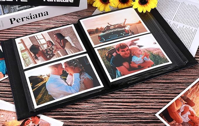 RECUTMS Photo Albums With 4x6 200 Photos Pocket Album Cover Slide In Photo Picture Small Photograph Album For Family Wedding Children Holiday Anniversary Album PU Leather photo albums（Purple）