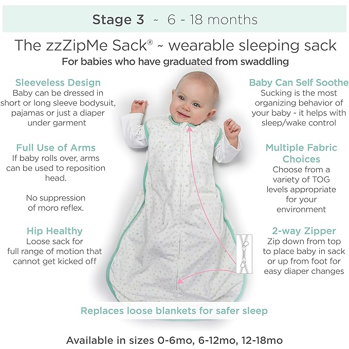 Amazing Baby Cotton Muslin Sleeping Sack, for Baby Boy or Girl, Wearable Blanket with 2-Way Zipper, Watercolor Stripes, Denim, Large (12-18 Month)