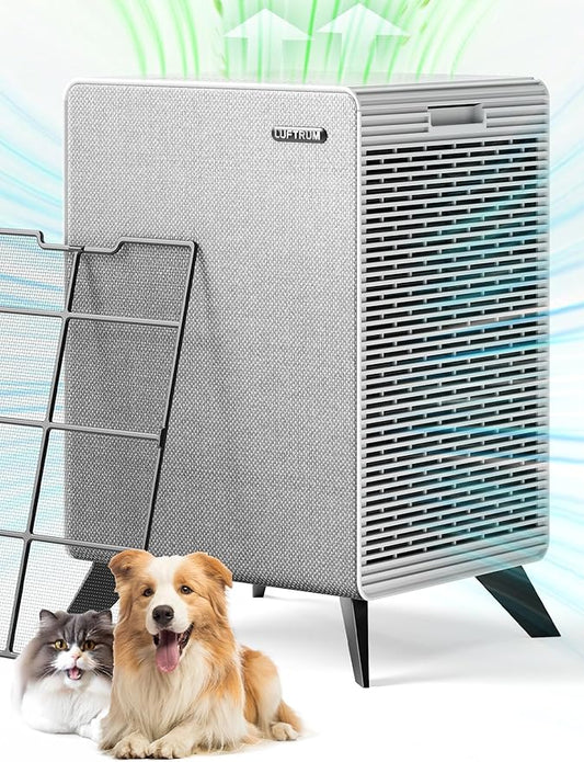 Air Purifiers for Home Large Room Up to 2250 ft² - Remove 99% of Smoke Allergies Pet Dander Odor - Dual 3-Stage Filters of Washable Pre-Filters and True HEPA Filters with AQI, Auto Mode