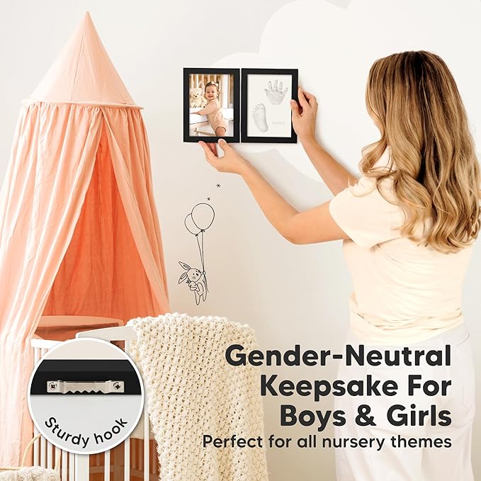 Baby Hand and Footprint Kit, Quick Dry Clay - Newborn Keepsake Feet and Handprint Kit, Nursery Picture Frame, Pet Dog Paw Prints,Personalized New Mom Gifts for Baby Showers & Registry(Onyx Black)