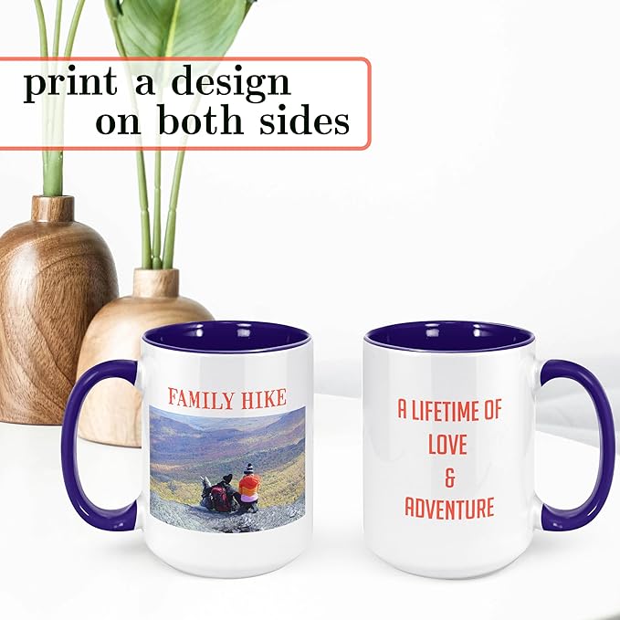 Personalized Coffee Mug, Custom Photo Text 15 Oz Ceramic Mug, Customized Picture Name Tea Cup, Unique Gift Idea, Taza Cafe Personalizadas Fotos, Cute Custom Gifts Mom Women Men, Mother's Day, Navy
