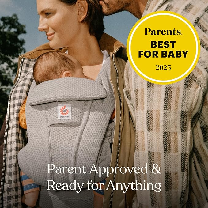 Ergobaby Omni Deluxe Baby Carrier Newborn to Toddler - Breathable Baby Carriers for Summer - All-Position Carrier with Enhanced Lumbar Support & Airflow (7-45 Pounds), Mesh, Graphite Grey