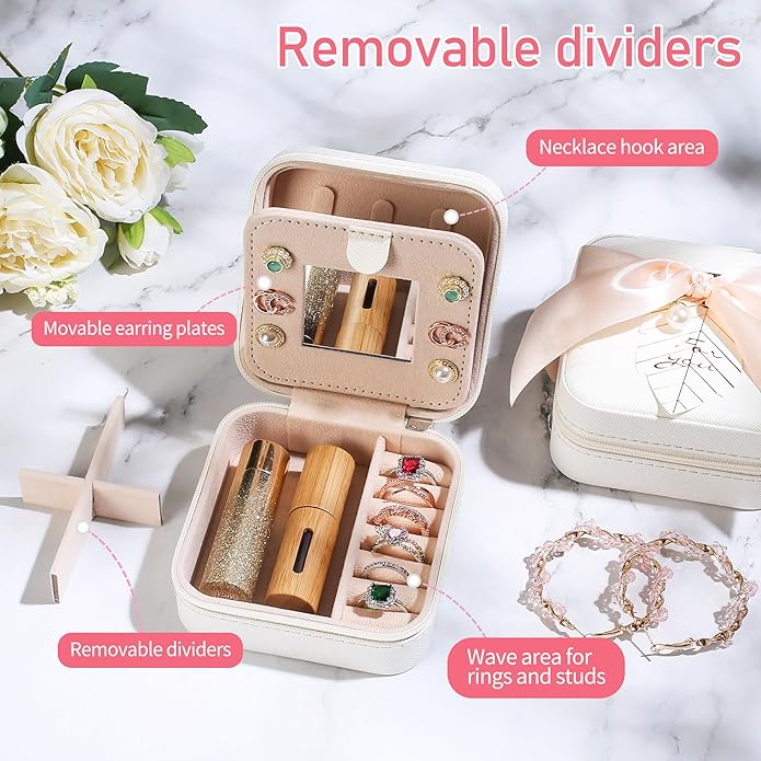 AYGXU Travel Jewelry Box for Women and Girls - Small Case With Initial A-Z - Teacher Gifts