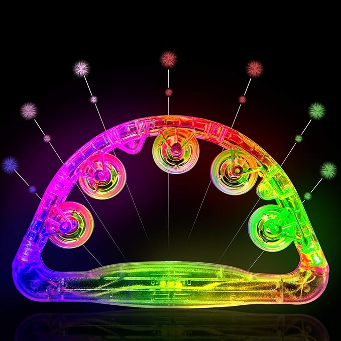 Aywewii LED Tambourine for Kids & Adults, Light Up Toys Handheld Musical Flashing Tamborine with 3 Modes, Sensory Toys Autism Toys for Birthday, Christmas, Concerts & Party