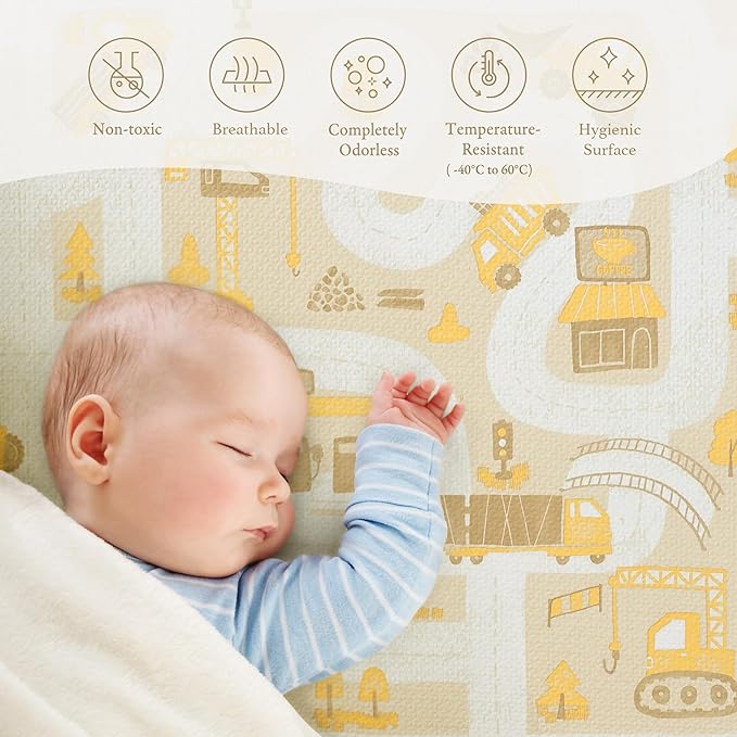 PopsyKosy Premium Baby Foam Play Mats -Stylish Floor & Exercise Puzzle Mat for Toddlers & Kids- 6 Soft, Non-Toxic, Odorless, Peel-Resistant Foam Tiles - 6ft x 4ft -1" inch Extra-Thick, Warm Beige