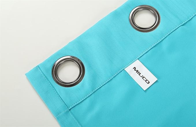 MIUCO Room Darkening Curtains Textured Grommet Thermal Insulated Blackout Curtains for Bedroom Set of 2 52x95 Inch Turquoise