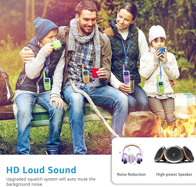 Walkie Talkies for Kids Long Range Rechargeable 4 Miles NOAA Walkie-Talkies for Adults Seniors Toddlers Boys Girls Teens 3 Pack, Family Pink 2 Way Radio Toy for Adventure Camping Skiing Cruise