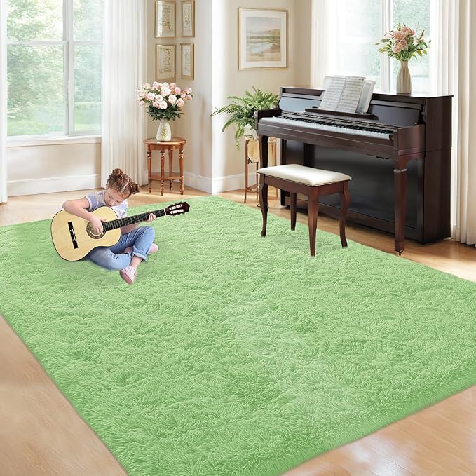 5x8 Area Rug for Living Room: Fluffy Shag Soft Washable Rugs Fuzzy Plush Indoor Carpet for Bedroom Nursery Playroom Dorm Kids Girls Boys Room (Sage Green, 5'x8')