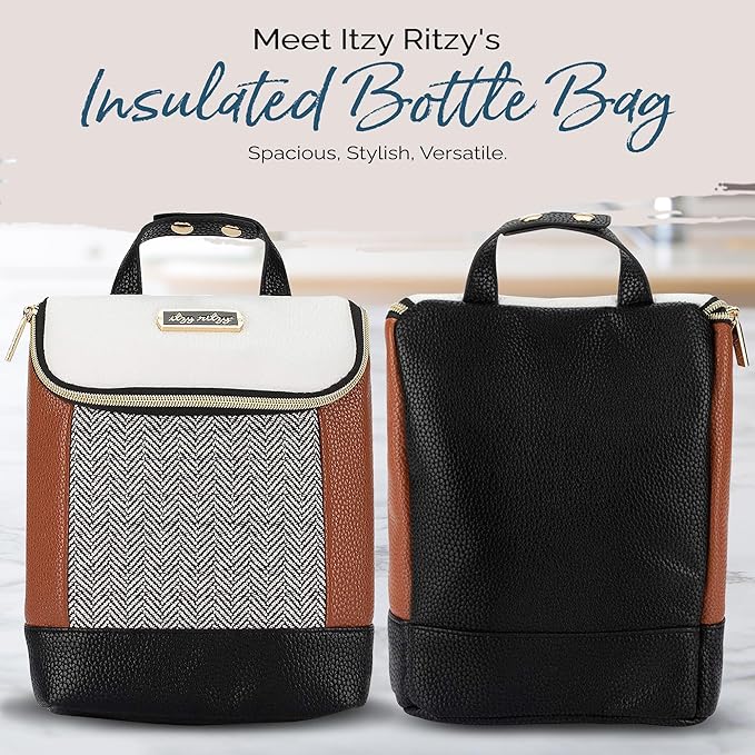 Itzy Ritzy Insulated Bottle Bag – Keeps Bottles Warm or Cool - Holds 3 Bottles & Features Interior Pocket For Ice Pack (Not Included), Coffee and Cream