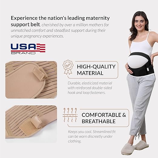 NeoTech Care Pregnancy Support Maternity Belt, Waist/Back/Abdomen Band, Belly Brace (Size XXL, Black Color)