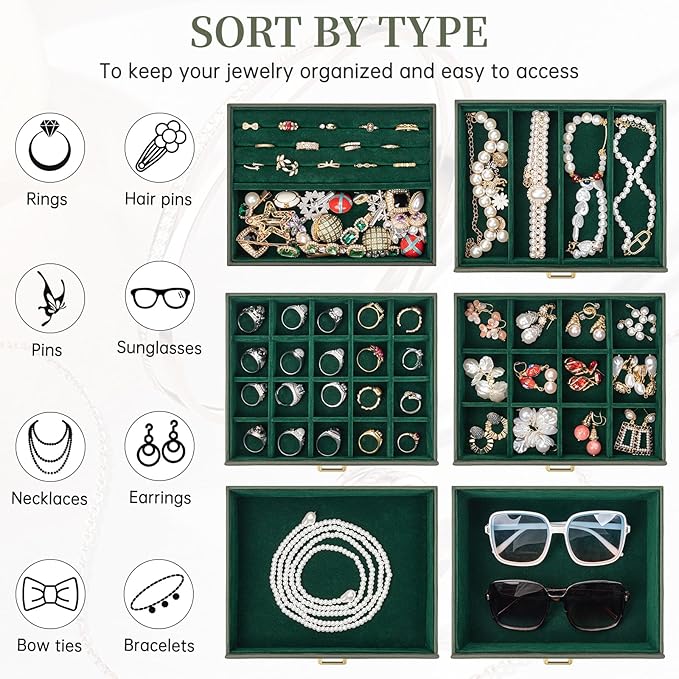 AKOZLIN Huge Jewelry Box Organizer Functional Large Leather Jewelry Storage Case for Women Girls Ring Necklace Earring Bracelet Holder Organizer with Mirror