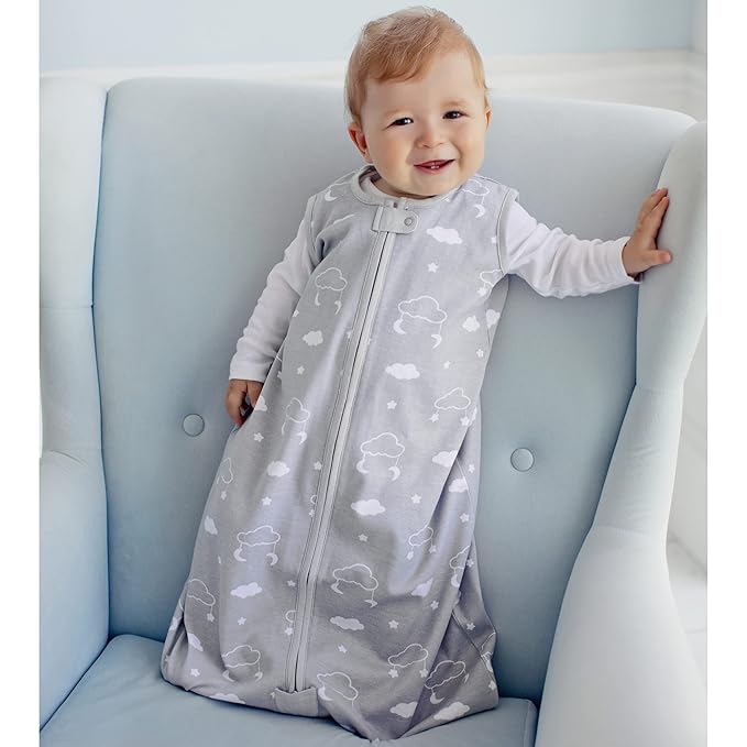 Baby Sleep Sack 1.0 TOG, Organic Cotton Baby Wearable Blanket with Two-Way Zipper, Swaddle Transition Baby Sleeping Bag, All-Season Sleep Sack for Newborn Infant Toddler Boy Girl, 2-Pack, 0-6 Month