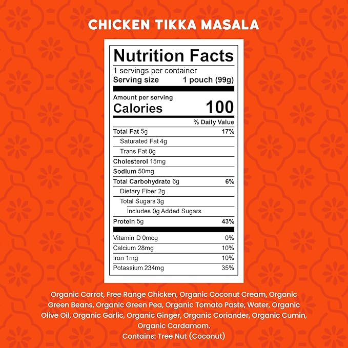 Serenity Kids 6+ Months World Explorers Toddler Pouches - BPA-Free Baby Food Puree with Ethically Sourced Meat & Organic Veggies - Chicken Tikka Masala - 3.5 Oz 6 Pack
