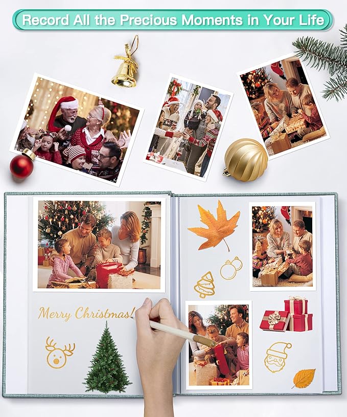 Popotop Photo Album Self Adhesive Scrapbook Album for 4x6 5x7 8x10 Pictures DIY Photo Book as Scrapbooking Supplies Kits, Birthday Gifts for Women Mom Wedding Baby Family Travel