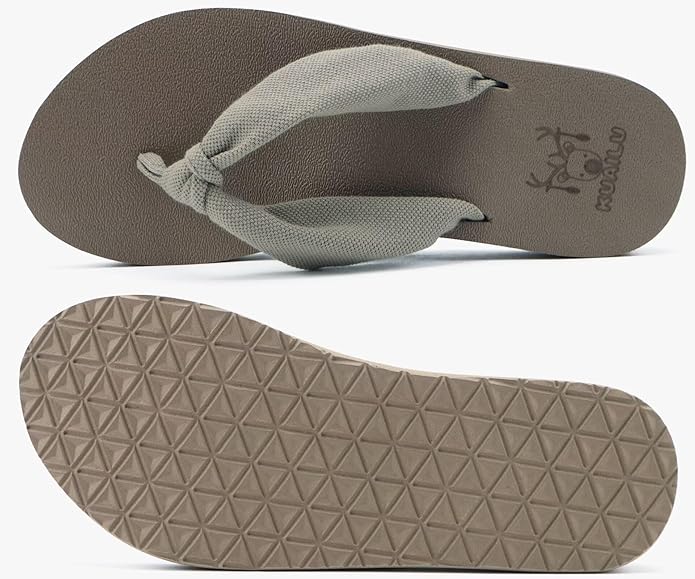 KuaiLu Flip Flops for Women with Arch Support Yoga Mat Comfortable Summer Beach Walking Thong Cushion Sandals Slip On Indoor Outdoor