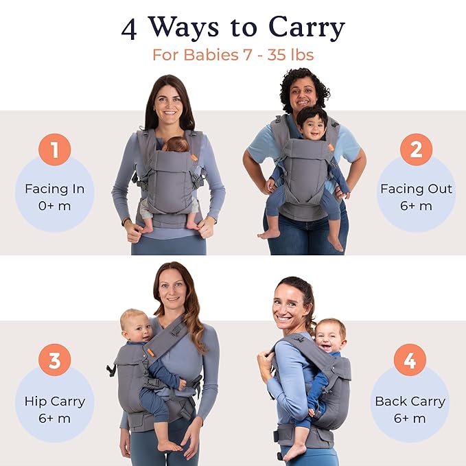 Beco Gemini Baby Carrier from Newborn to Toddler - Certified Ergonomic Newborn Baby Carrier for Infants and Children of 7-35 lbs - M Shape, Adjustable Seat, 100% Cotton (Carina Nebula)