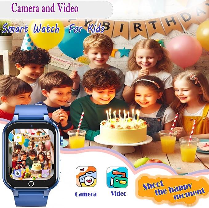 Goodatech Smart Watch for Kids 4-12 Years Boys Girls, 26 Puzzle Games,Camera,Video Music Player,Pedometer,Flashlight,Alarm Clock, Learning Education Toys Gifts (Blue)