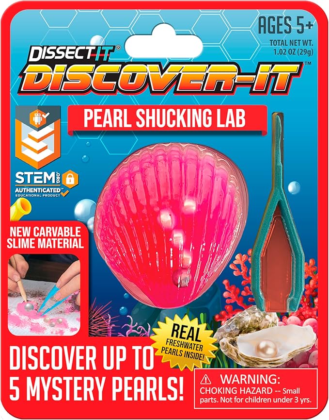 Discover-It Dissection Kit for Kids, Real Freshwater Pearl Science Lab Kit for Oysters, Science Toys for Kids Ages 5 and Above