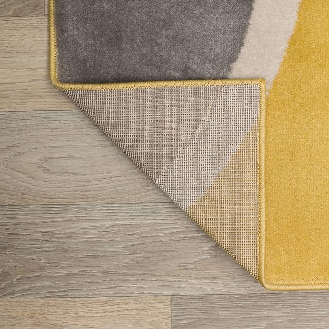 Rugshop Contemporary Abstract Circles Easy Maintenance for Home Office,Living Room,Bedroom,Kitchen Soft Runner Rug 2' x 10' Yellow
