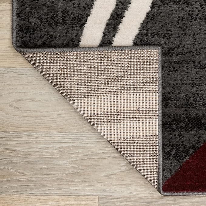 Rugshop Modern Wavy Circles Design Oval Area Rug 5' x 7' Red