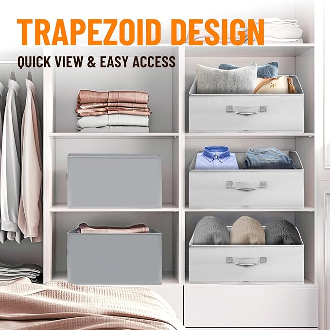 Extra Large Closet Organizers Bins 8 Pack - Blanket Basket for Organizing/Home Clothes Storage Bins for Jeans/Toy Organizers for Nursery/Wardrobe Shelf Closet Organization for Purse Hats Towel