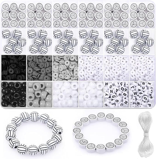 1600PCS Volleyball Sports Ball Polymer Clay Beads Charms for Friendship Bracelets Making Kit Cute Fun Beads DIY Arts Crafts Birthday Gifts for Kids Girls Volleyball Bead
