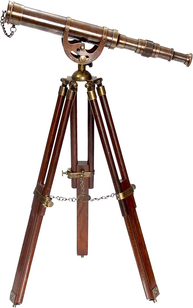 Decorative Brass Harbor Master Spyglass Telescope on Tripod – Vintage Maritime Nautical Scope for Table Office Home Decor & Collectible Navigation Gift
