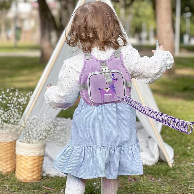 Accmor Toddler Harness Leash, Cute Deer Kids Harness + Anti Lost Wrist Link, Collapsible Child Leash for Outdoor Travel, Portable Baby Walking Harness Protector Wristband Strap for Baby Girls
