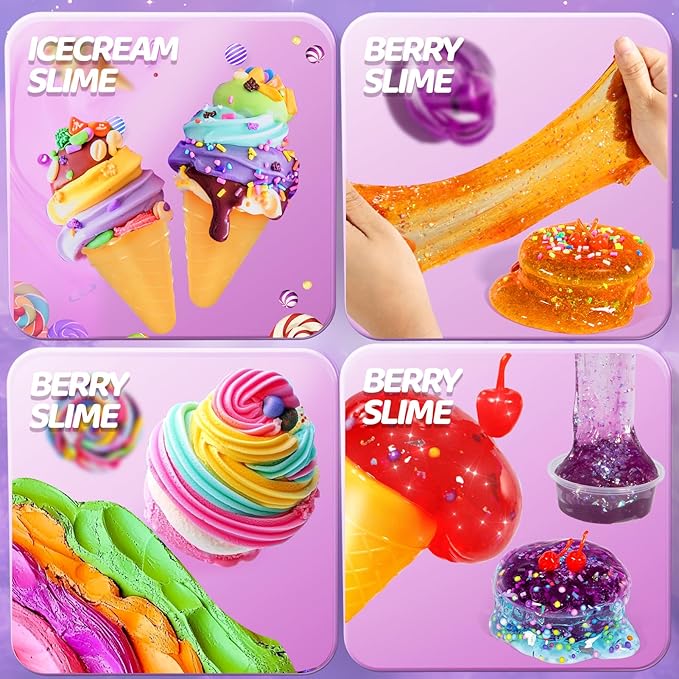 Slime Party Favors, DIY Science Kit for Boys Girls Ages 4-8 6-12, STEM Kit Ice Cream Soft Clay Making Kit for Ages 5-7 8-12 Kids Clay Gift Toys, Girls Birthday Party Supplies